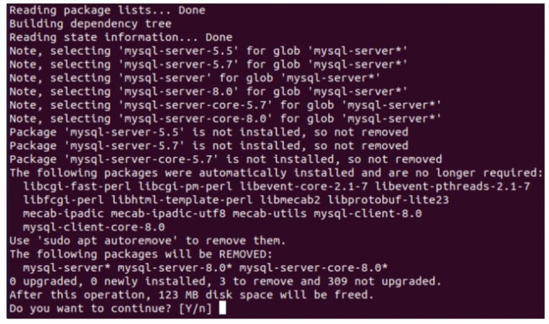 在Ubuntu服務器中完全卸載MySQL